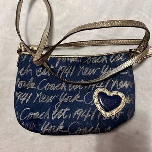 Coach Blue and Gold Crossbody Bag with Elegant Design